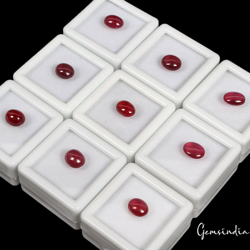 Certified 17.30 Cts/9 Pcs Natural Mozambique Red Ruby Oval Cab Gems For Jewelry