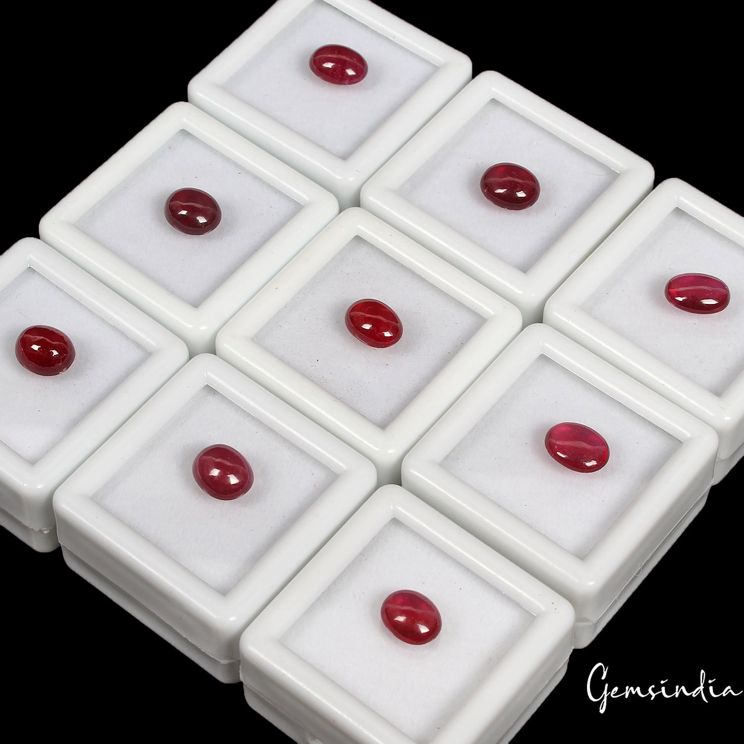 Certified 17.30 Cts/9 Pcs Natural Mozambique Red Ruby Oval Cab Gems For Jewelry