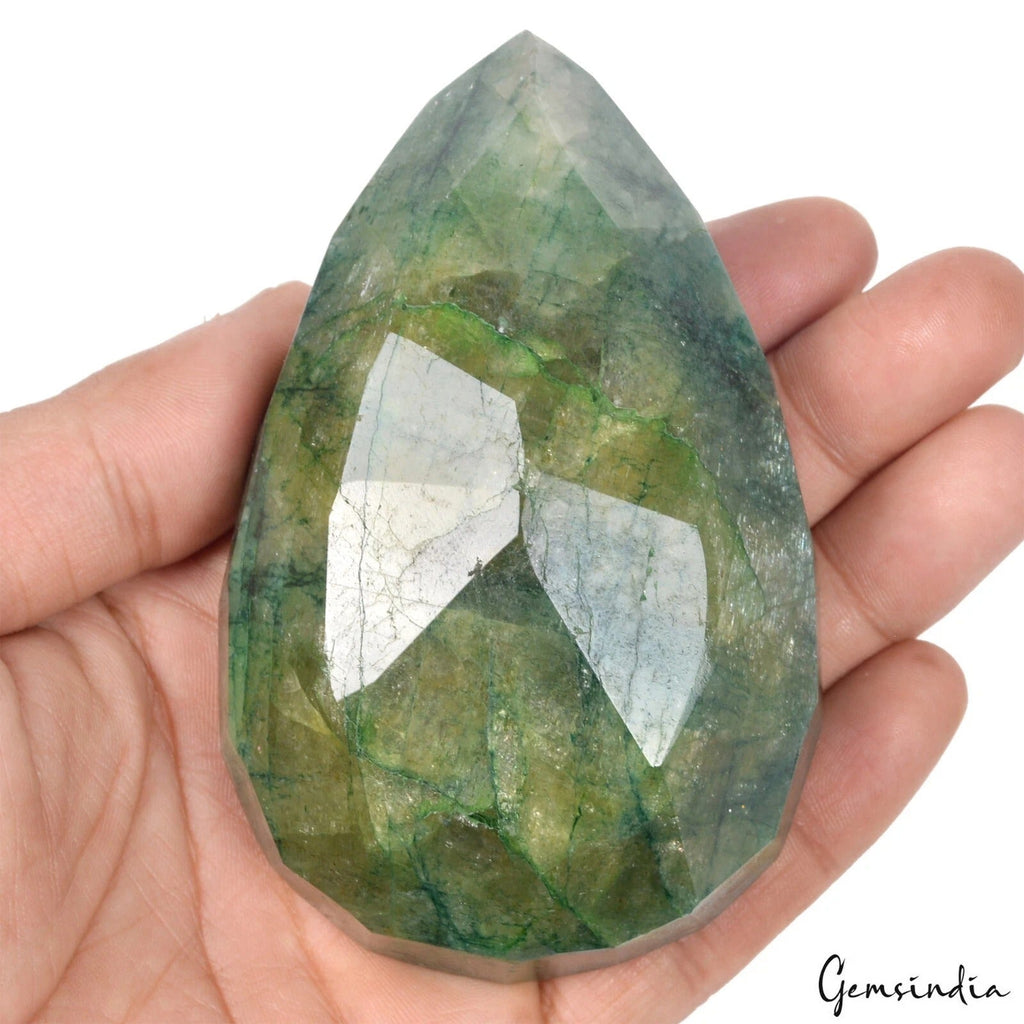 1800 Ct Natural Green Blue Brazilian Emerald Pear Faceted Earth Mined Loose Gem