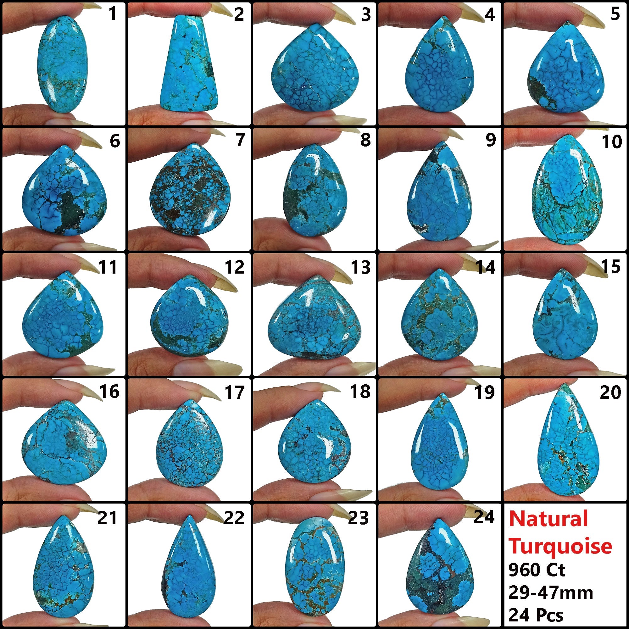 960 Ct Natural Spiderweb Blue Turquoise Mix Cab Loose Wholesale Gems Lot 24 Pc