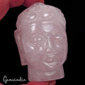 2.8" Natural Pink Rose Quartz Crystal Healing Buddha Head Gems Carving Statue