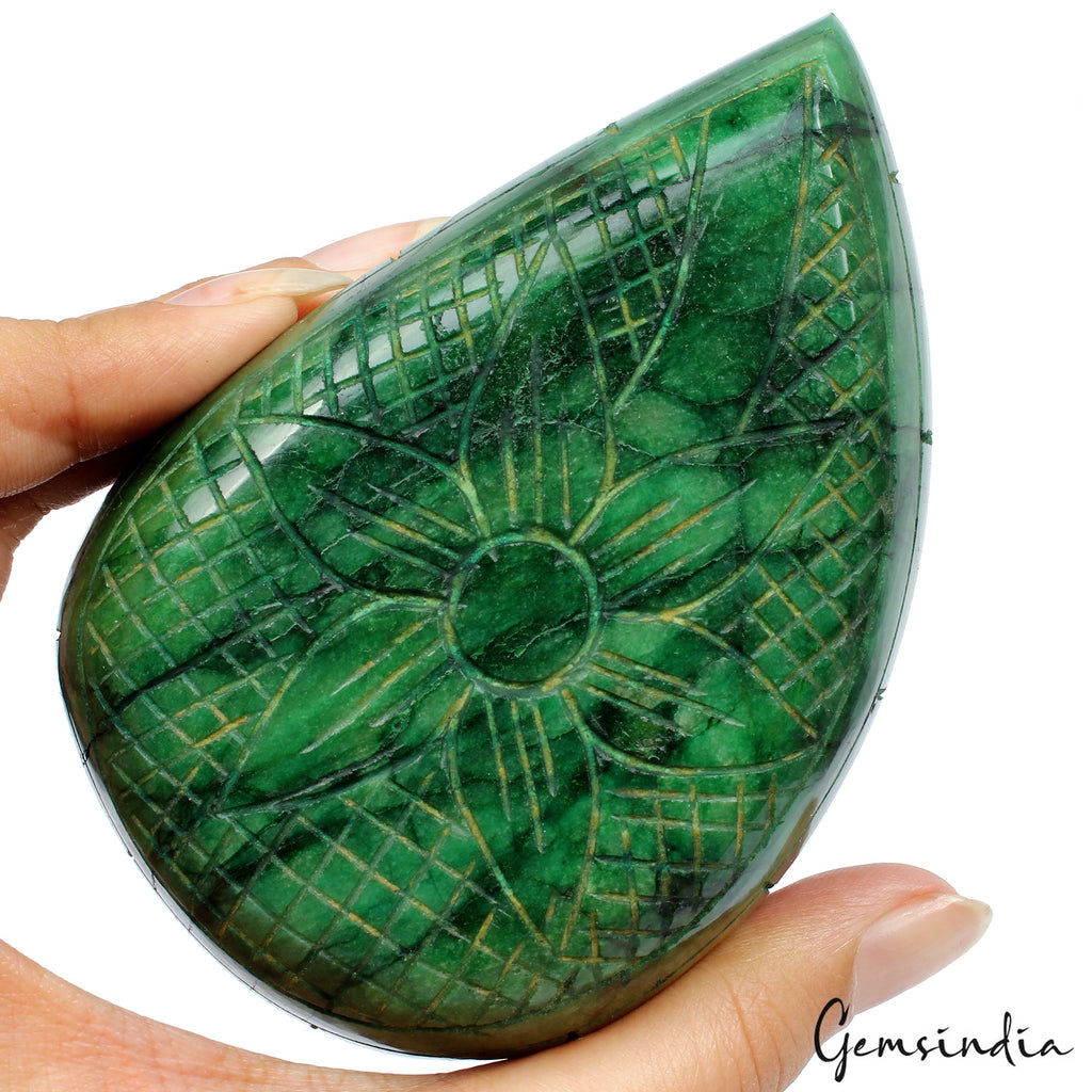 2400 Ct Natural Green Brazilian Emerald Fancy Carving Earth Mined Loose Gemstone