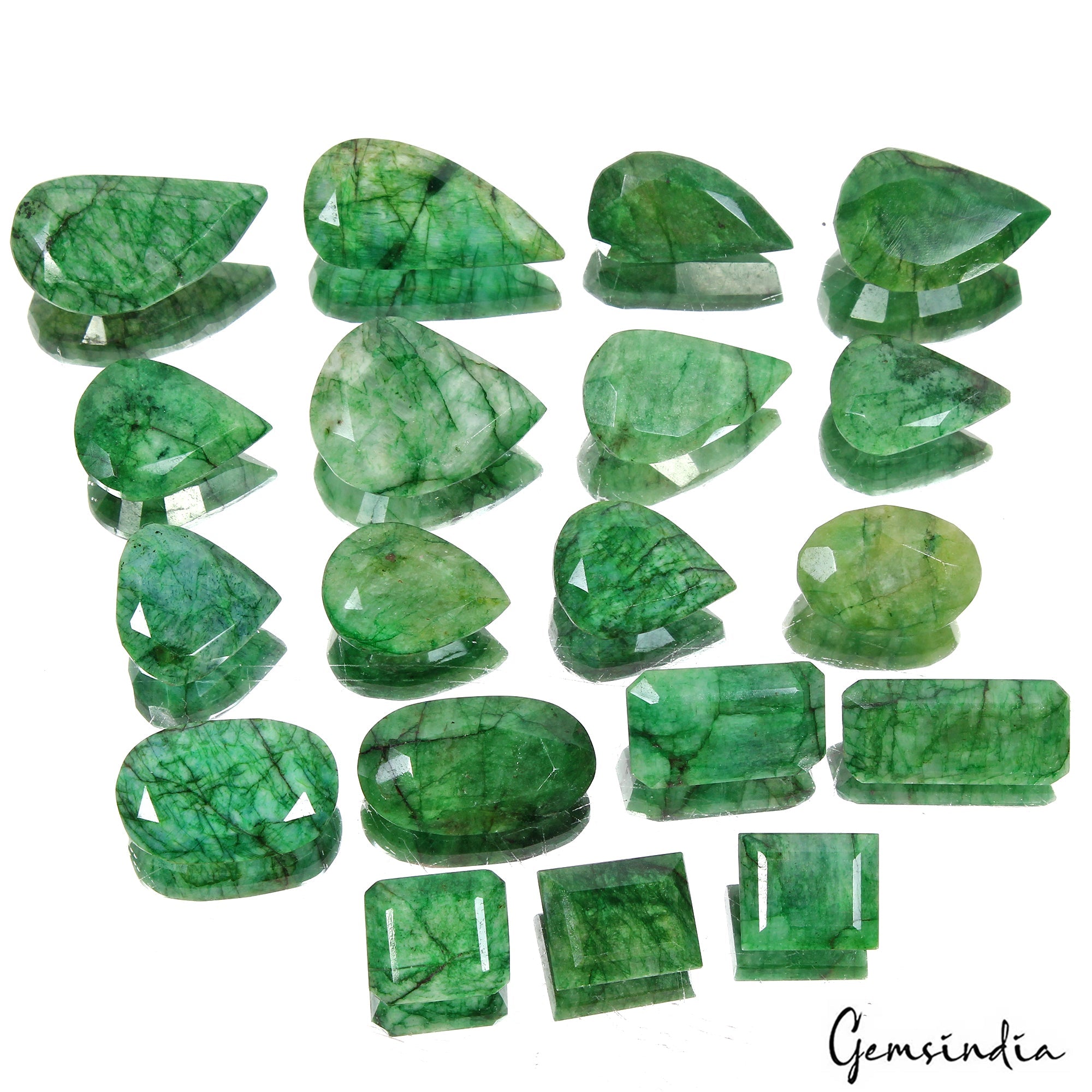 920 Cts/19 Pcs Natural Green Emerald Mix Cut Loose Wholesale 20mm-41mm Gems Lot
