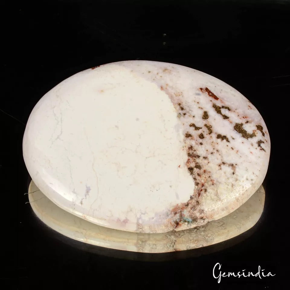 Turquoise Cabochon, Oval Cabochon, White — 64 x 47 x 6mm, 189.80 Ct