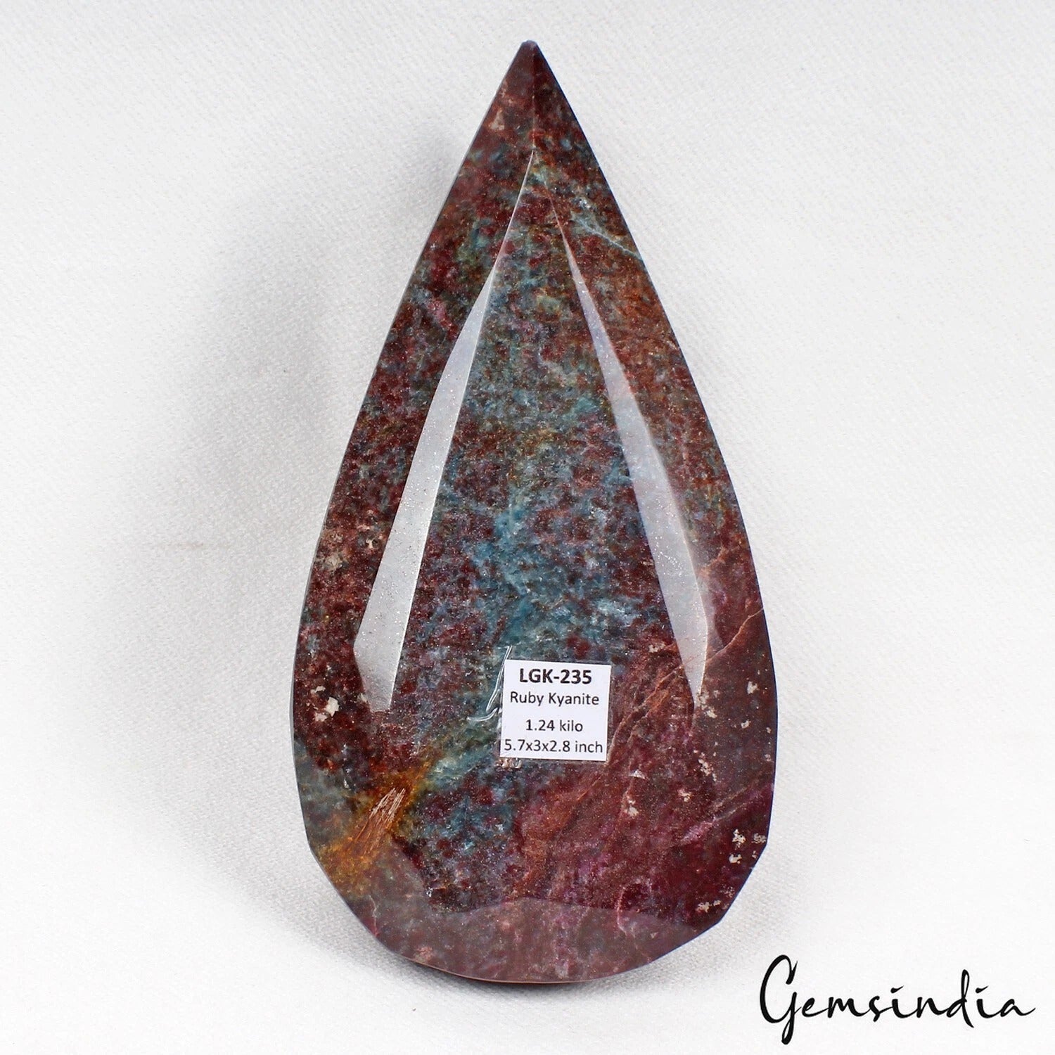 1.2Kilo Natural Ruby Kyanite Pear Untreated Huge Earth Mined Madagascar Gemstone