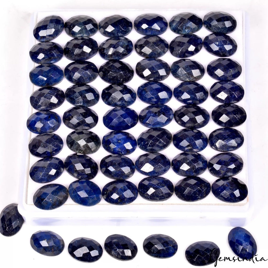540 Cts/56 Pcs Natural Blue Sapphire Oval Checker Cut Calibrated 15x11mm Gem Lot