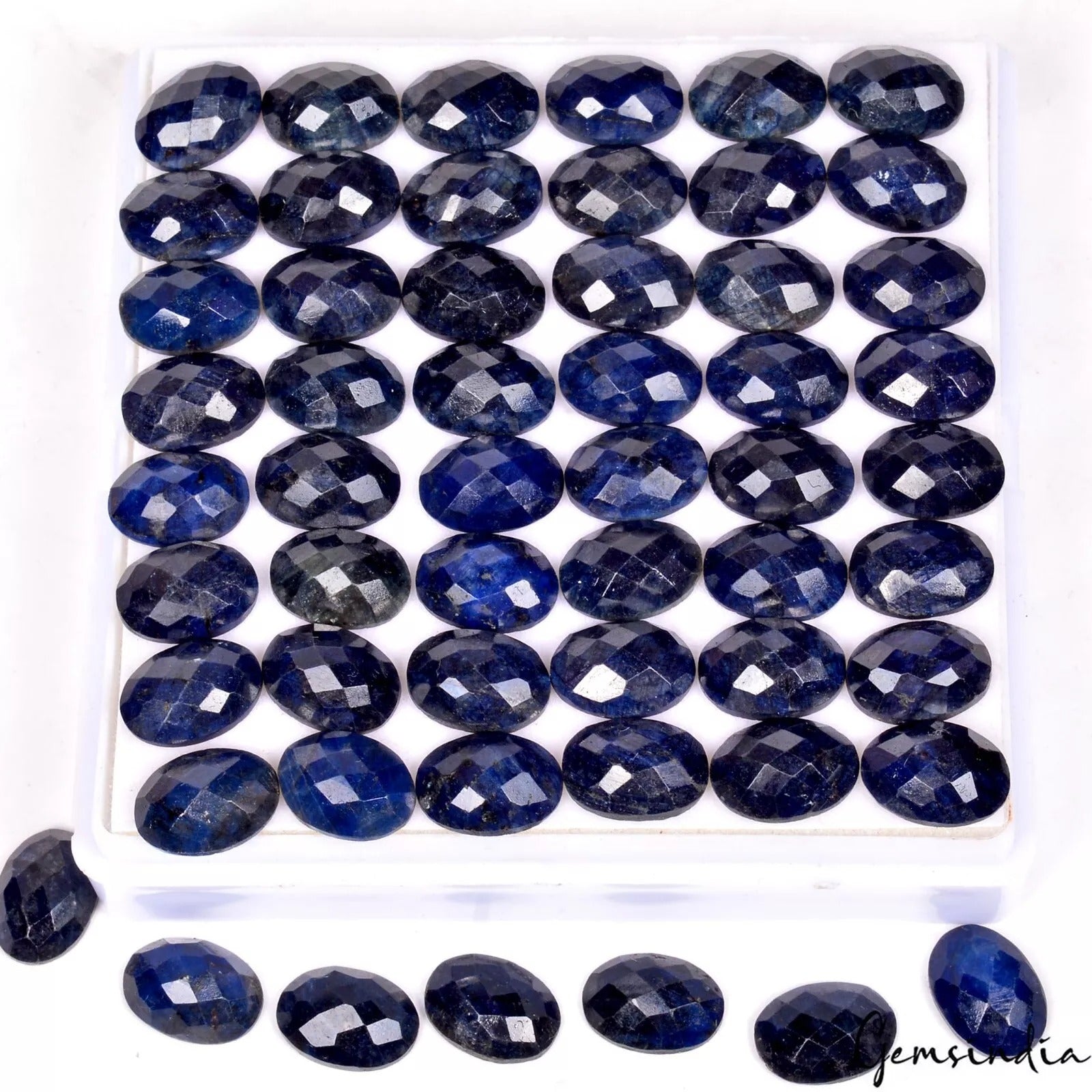 540 Cts/56 Pcs Natural Blue Sapphire Oval Checker Cut Calibrated 15x11mm Gem Lot
