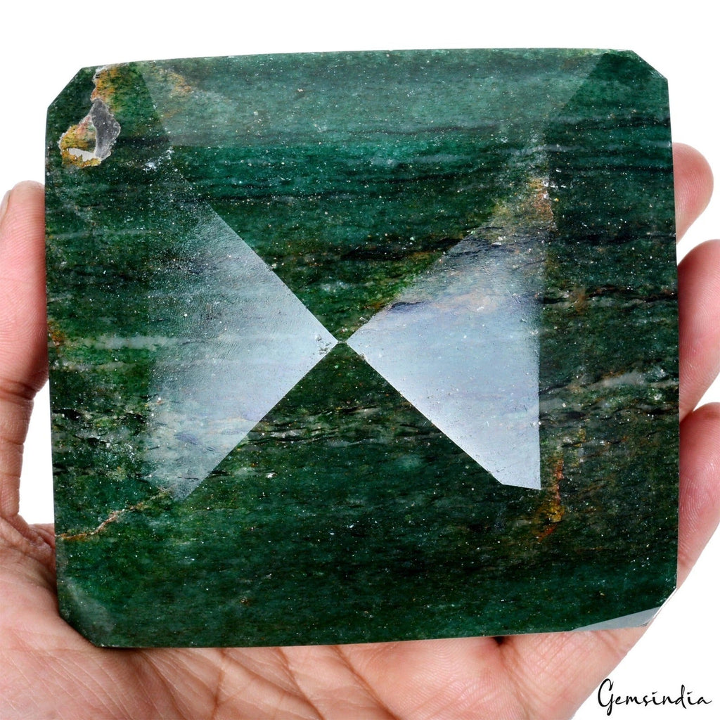 730Gram Natural Green Aventurine Octagon Cut Untreated Loose Gemstone 4*3.8*1.7"