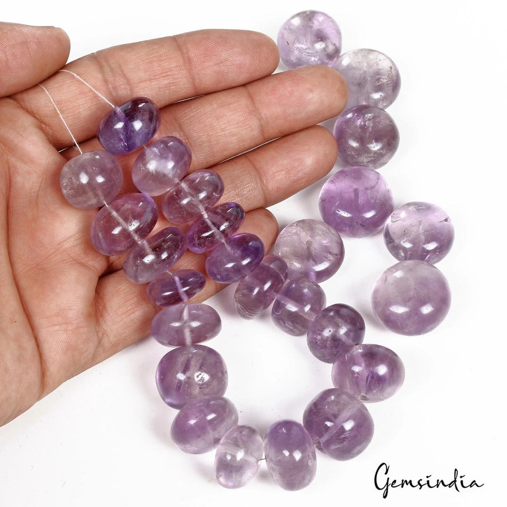 840 Ct Natural Untreated Purple Amethyst Round Cabochon Center Drilled Beads