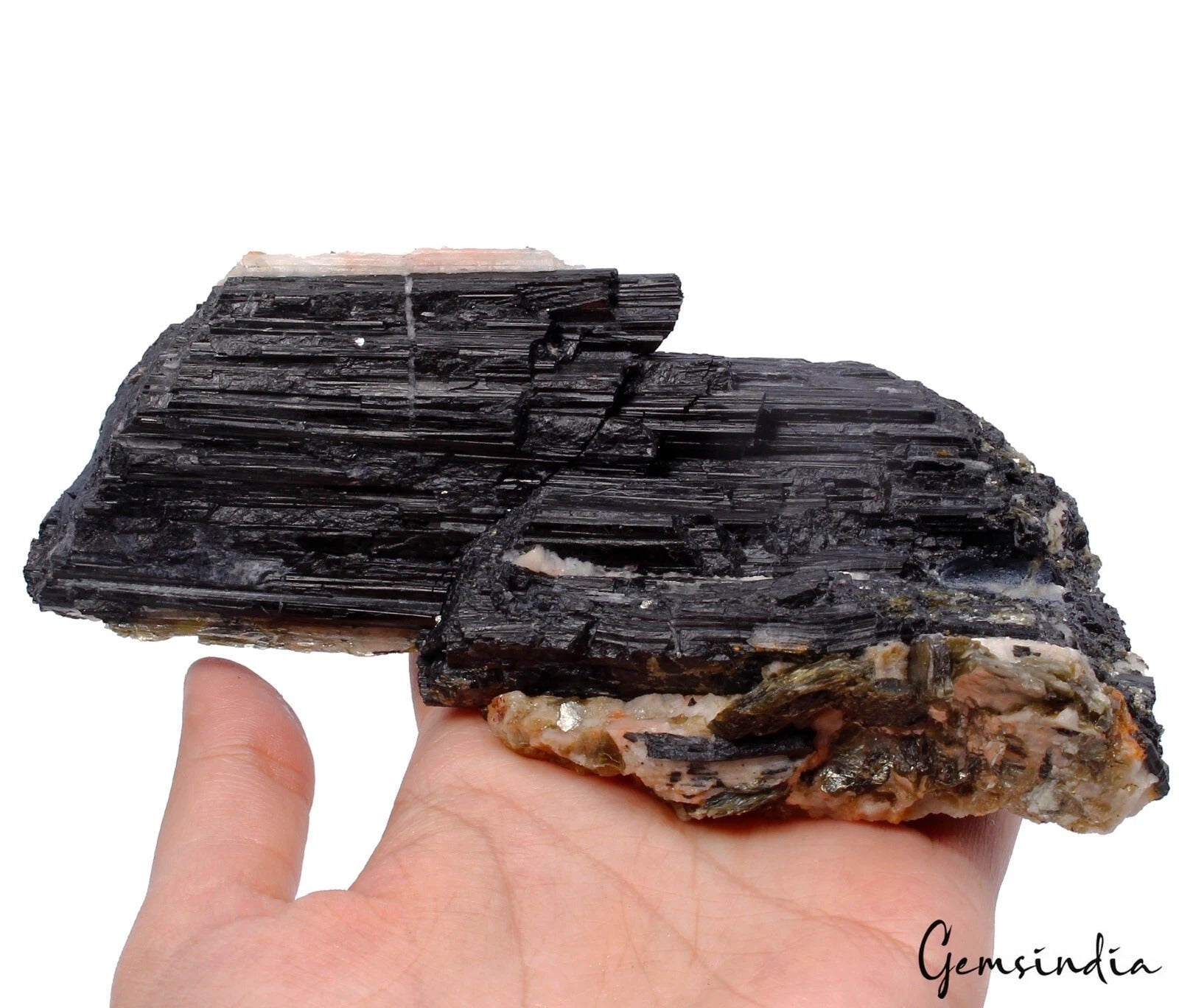 Tourmaline Rough Specimen, Untreated, Black — 6x2.5x2.5 Inch, 470 g (2350 Ct), Mozambique