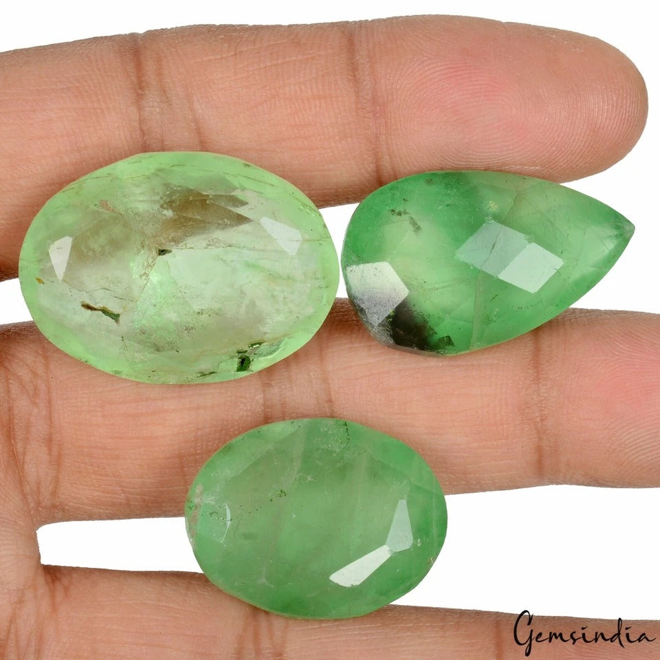 3 Pcs 100% Natural Green Fluorite Mix Cut Loose Jewelry Gemstones 170 Ct 24-30mm
