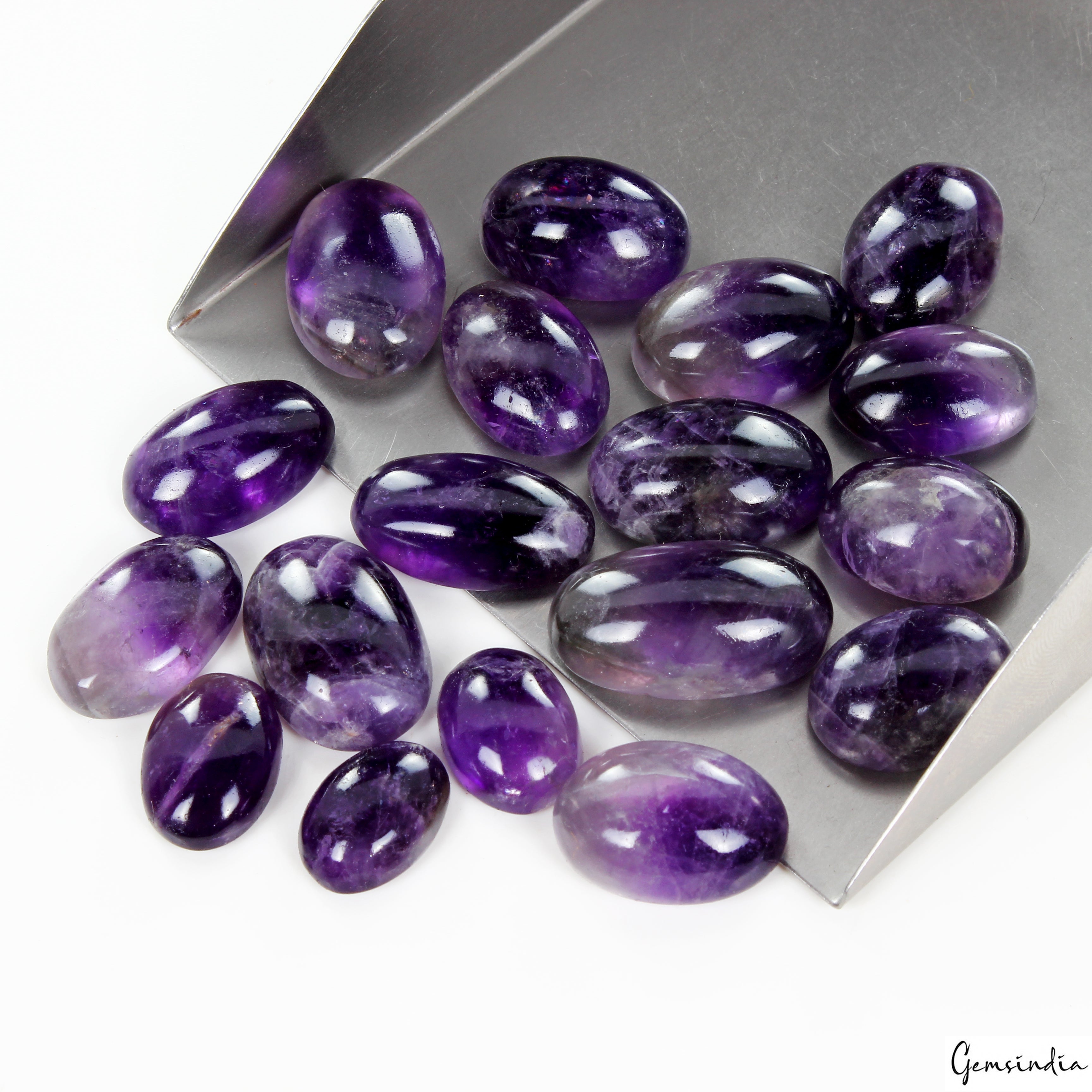 Certified 310 Cts Natural Purple Amethyst Oval Cab Loose Untreated Gems~18 Pcs