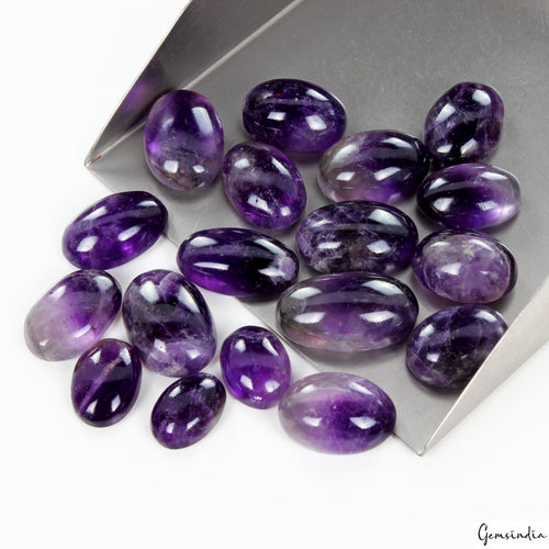 Amethyst Lot, Cabochon, Untreated, Purple — 18 Pieces, 15mm To 25mm, 310 Ct