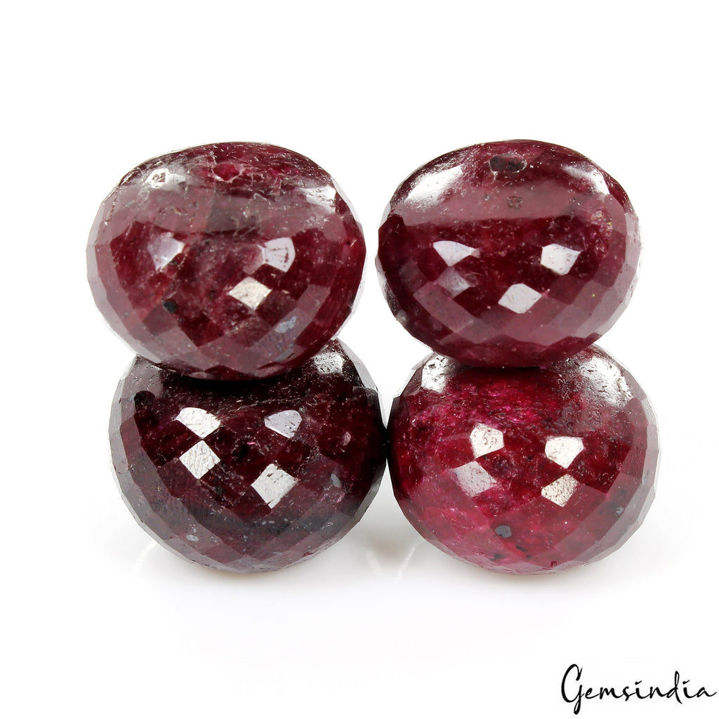 570 Ct Natural Red Ruby Round Checker Cut Earth Mined Loose Drilled Beads Gems