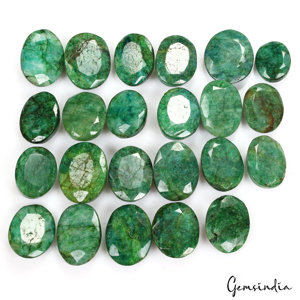 Certified Natural Green Emerald 500 Ct Oval Cut Loose Ring Size Gemstones~23 Pcs