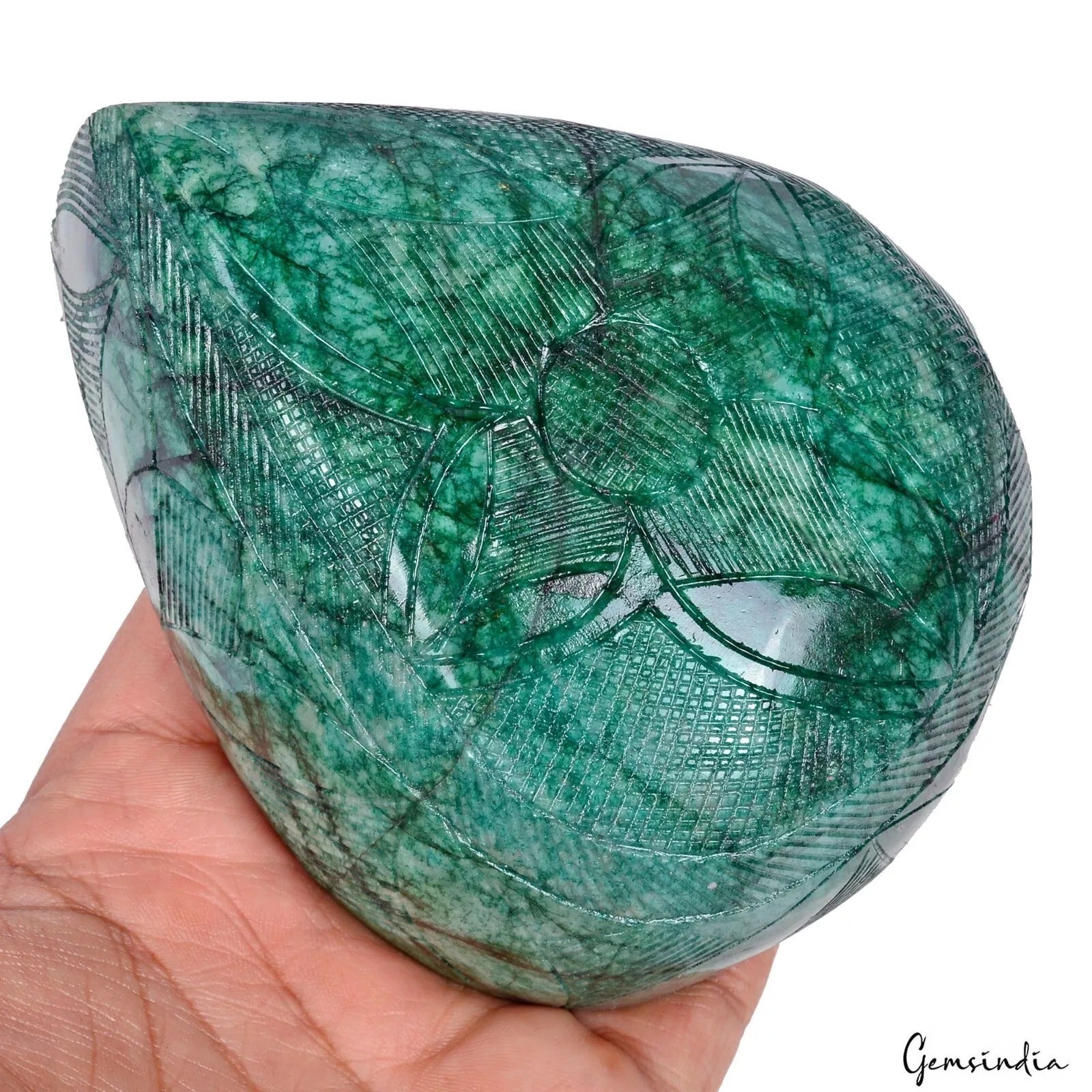 4280 Cts Natural Green Brazilian Emerald Pear Hand Carving Museum Use Gemstone