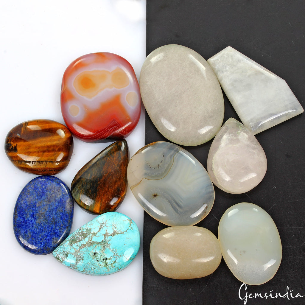 11 Pc Natural Multi Gemstones Mix Cabochon Loose 30-50mm Gemstones Wholesale Lot