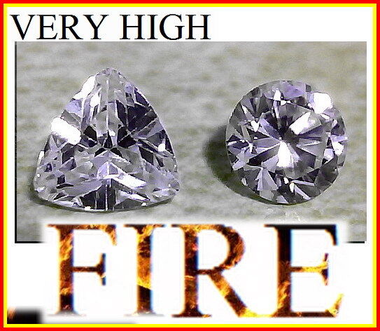 AAA 1.45ct / 2 Pcs HIGH FIRE ROUND & TRILLION CUBIC ZIRCONIA CZ COMBO Gems-India