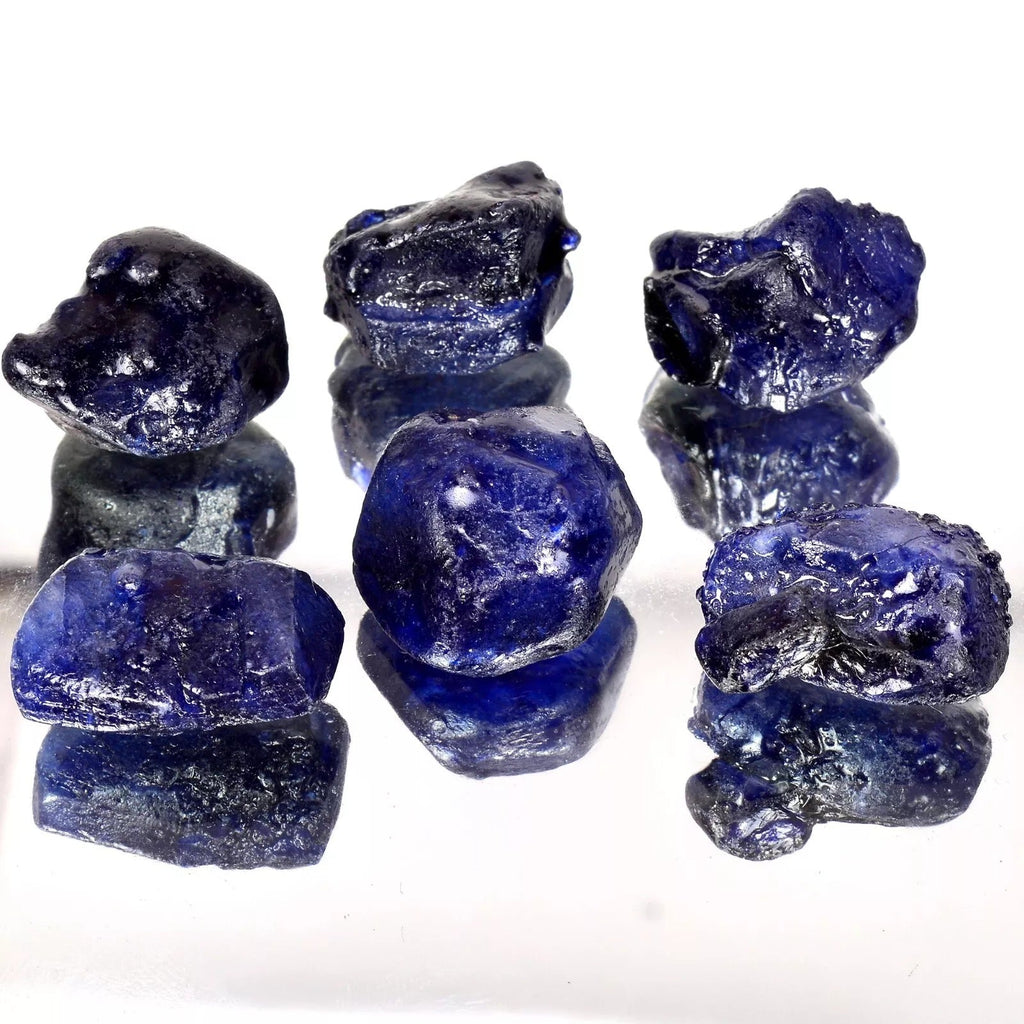 340 Cts Natural Ceylon Sapphire Rough Vibrant Blue Stunning Loose Gems Lot~6 Pcs
