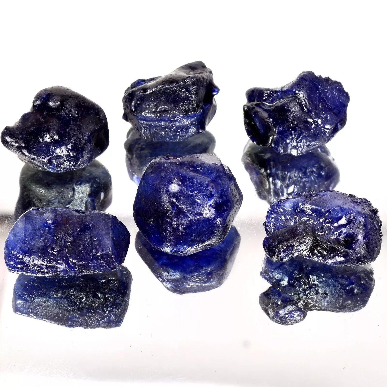 340 Cts Natural Ceylon Sapphire Rough Vibrant Blue Stunning Loose Gems Lot~6 Pcs