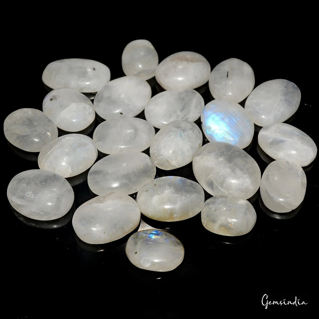 218 Cts/22 Pca Natural Blue Shine Moonstone Oval Cab Loose Gems Lot For Jewelry
