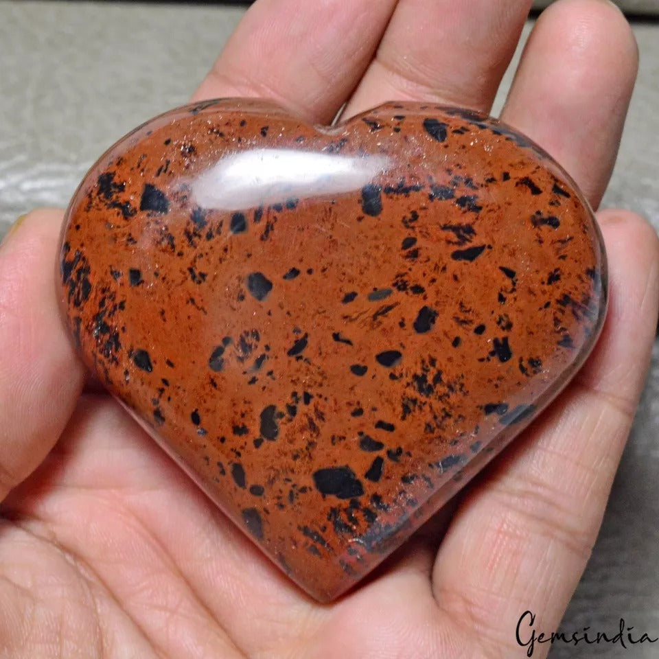 660Ct Natural Mahogany Obsidian Puffy Heart Crystal Healing/Meditation Loose Gem