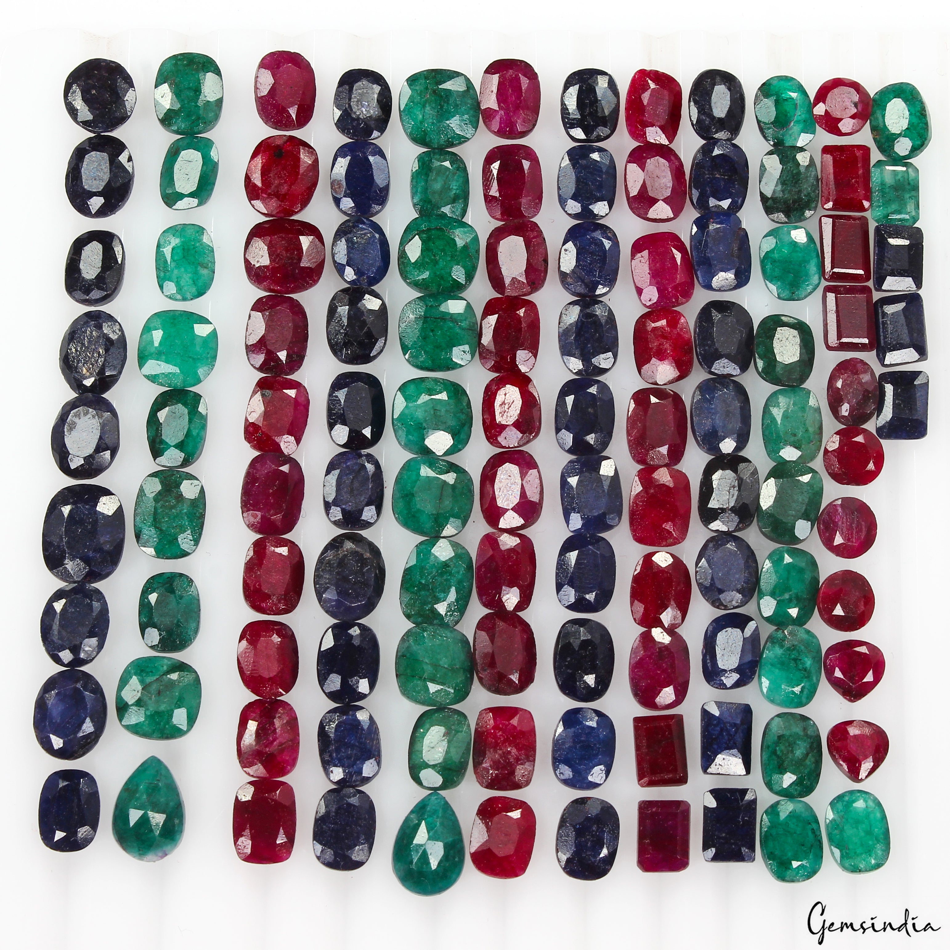 200 Ct/114Pc Natural Ruby Emerald Sapphire Loose Mix Cut Gemstones Certified Lot