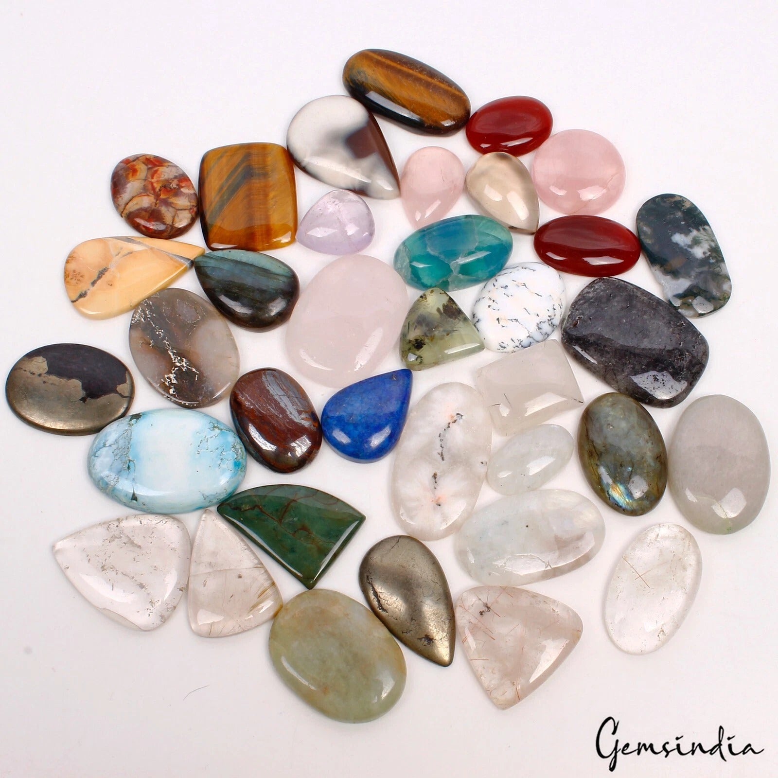 2240 Ct/36 Pcs Natural Multi Color Mix Cab Loose 25mm To 49mm Gems Wholesale Lot