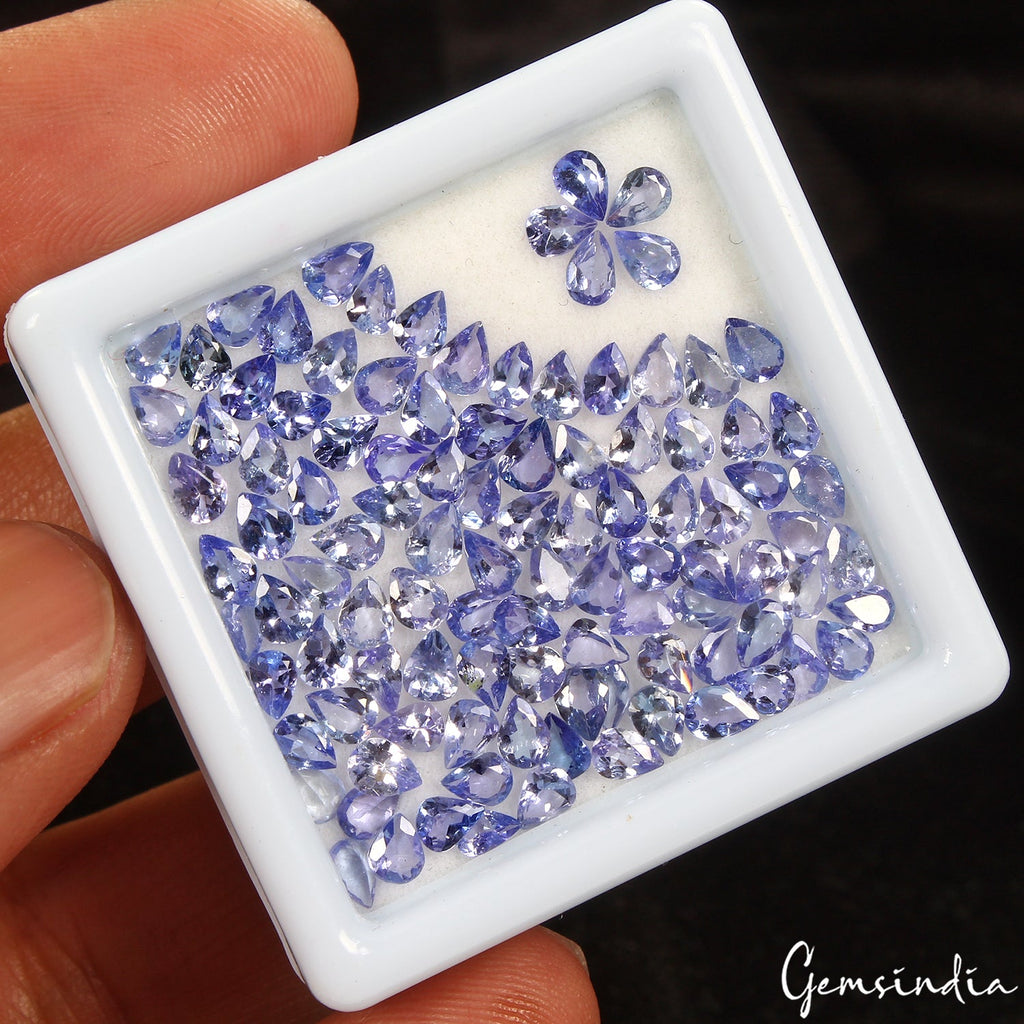 Pear 4x3mm Ravishing Color&Full Fire! Purple Blue Tanzanite 105 Pcs/12.30 Ct Lot