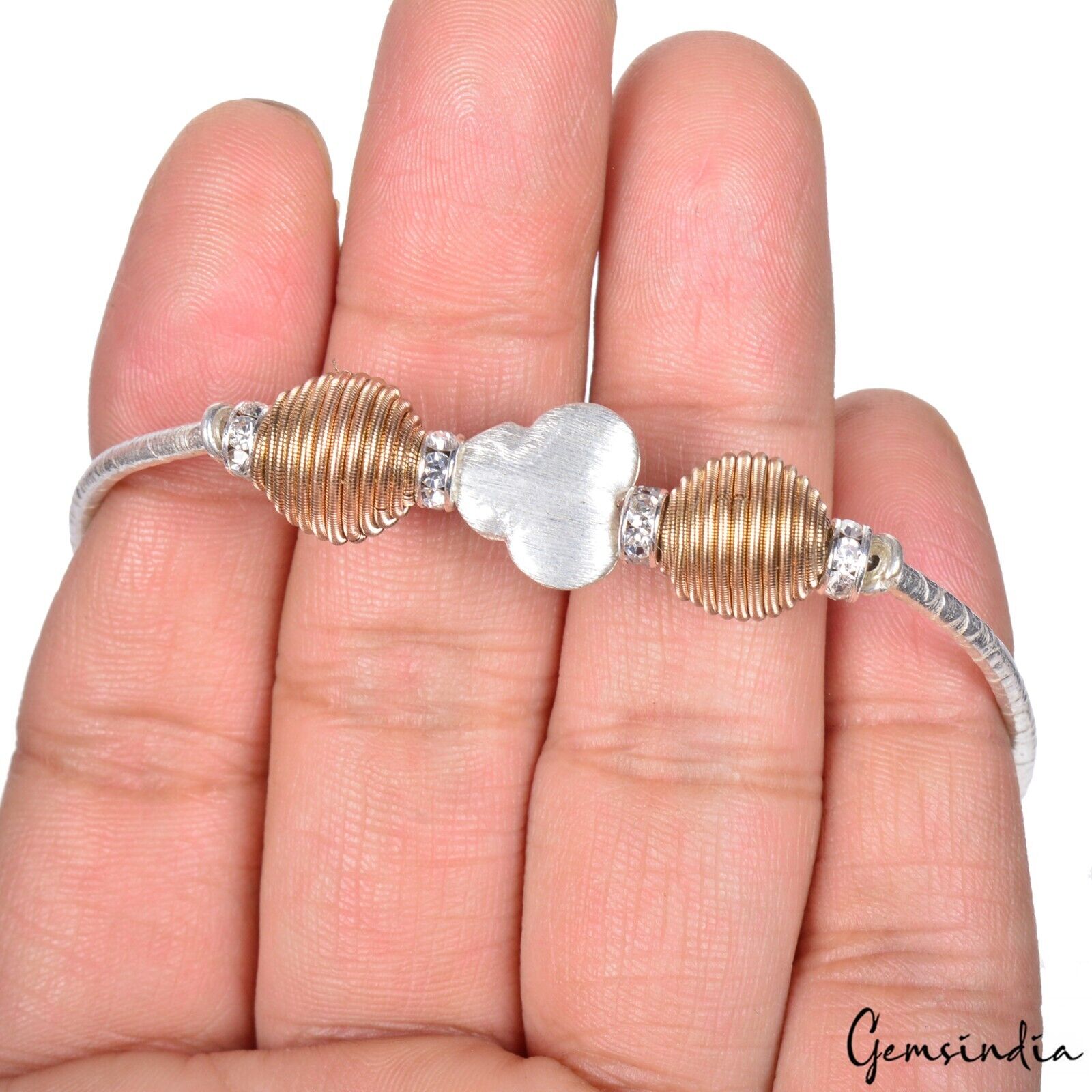 Turquoise Stone & Silver Accessories Bracelet Elastic Stretch Beads Bracelet 7"