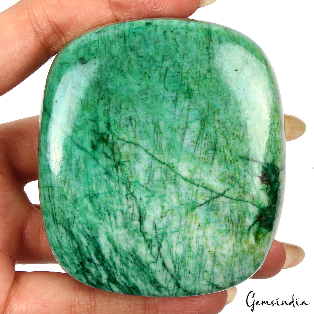Emerald Cabochon, Cushion Cabochon, Color Enhanced — 74x66x41mm, 1930 Ct, Brazil