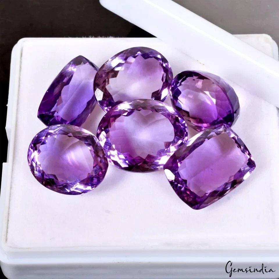 Amethyst Lot, Loose Gemstone, Untreated — 6 Pieces, 17mm to 19mm, 95.90 Ct