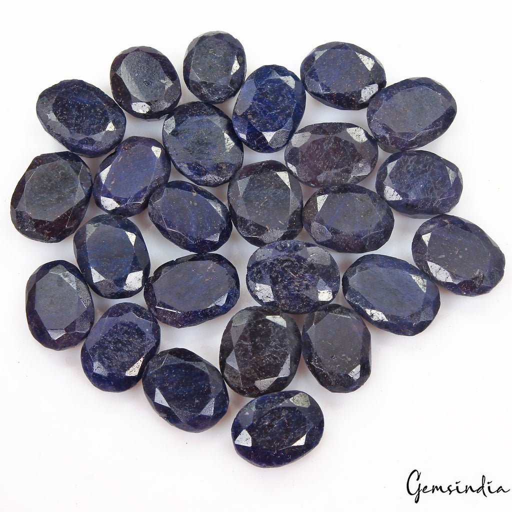 500 Ct/25 Pcs Natural African Dark Blue Sapphire Oval Loose Gems Lot For Jewelry