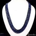 450 Ct Natural Dark Blue Sapphire Round Cab Beaded 4Strand Handmade Necklace 21"