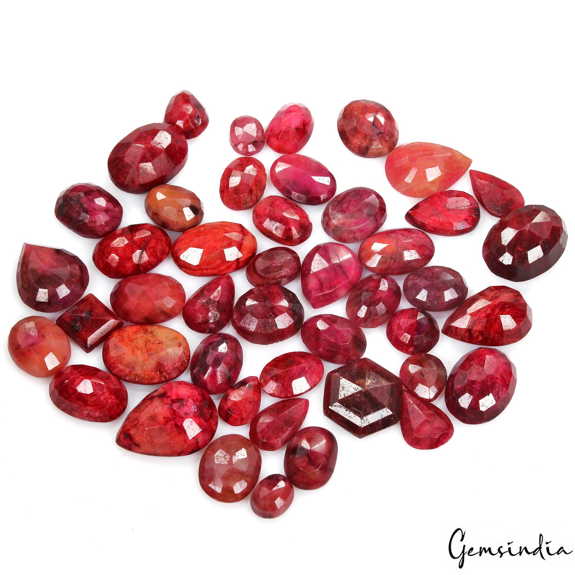 Certified 500 Cts/45 Pcs Natural African Red Ruby Mix Cut Loose Gems For Jewelry