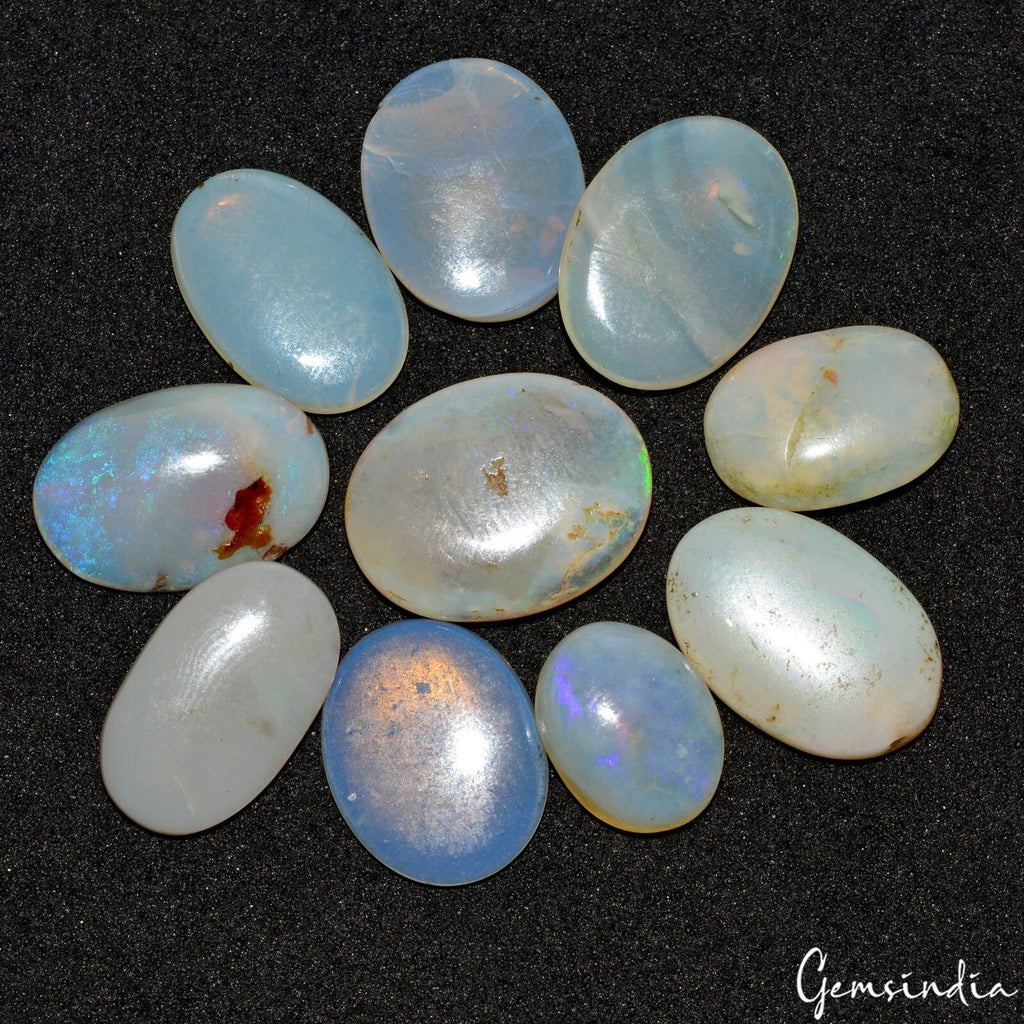 35.50 Cts/10 Pcs Natural Untreated Australian Multi Shine Opal Oval Cab Gems Lot