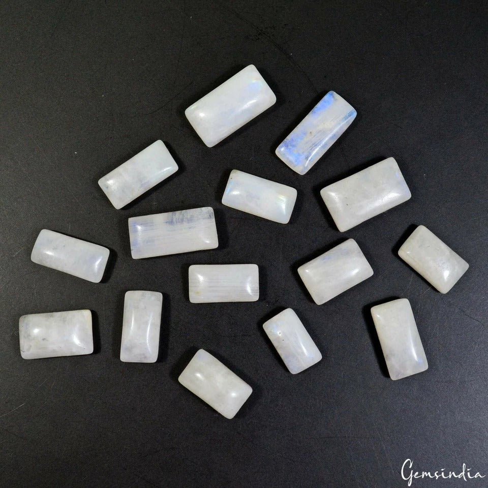 Share 138.10 Cts/15 Pcs Natural Untreated Moonstone Rectangular Cab Gems For Jew