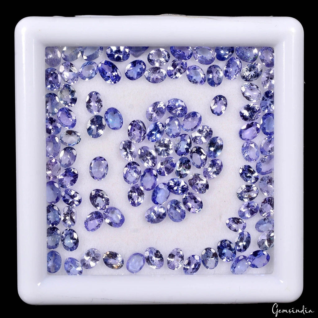 16.30 Ct/100 Pcs Natural Violet Blue Untreated Tanzanite Oval Cut 4x3mm Gems Lot