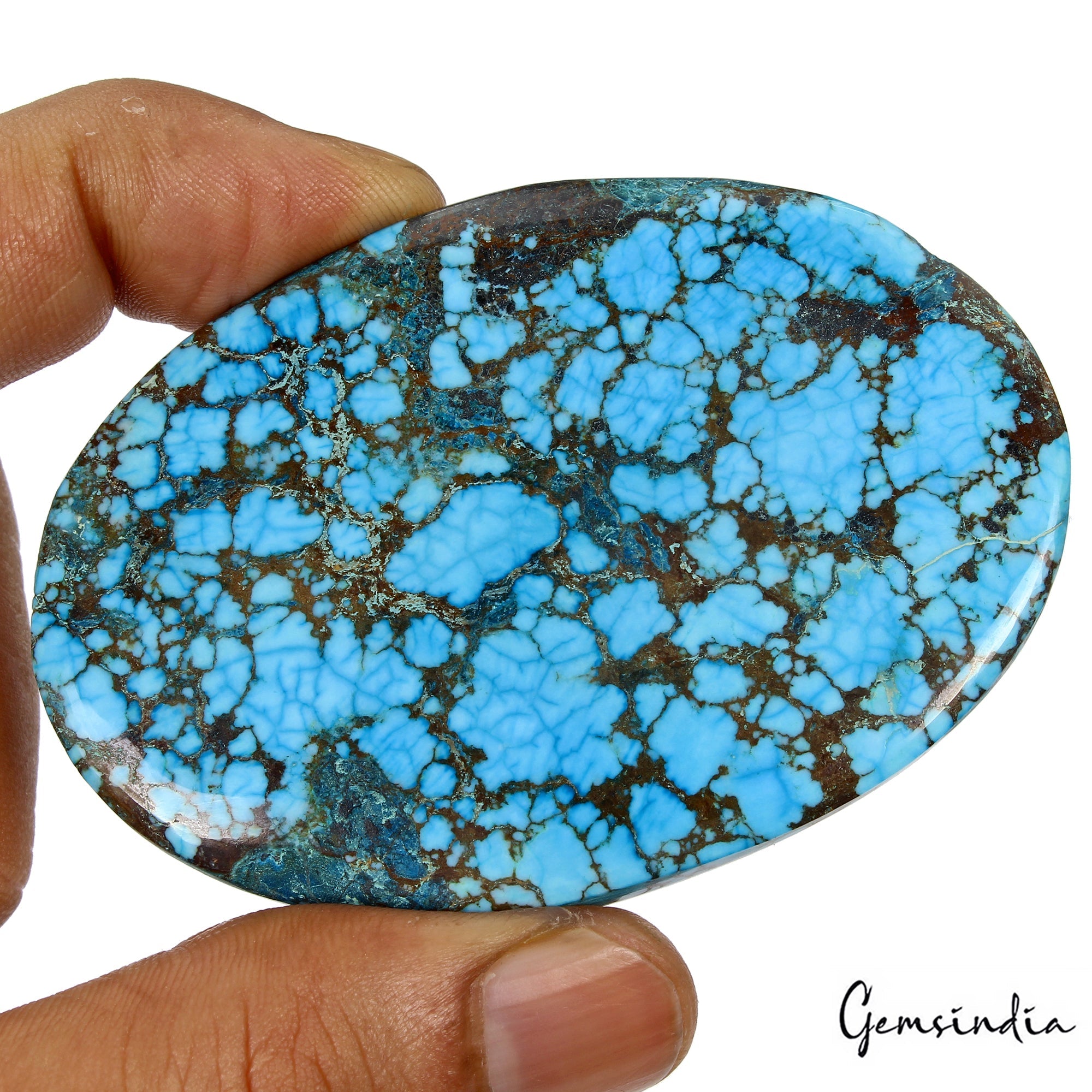 Huge 282.70Ct Blue Spiderweb Turquoise Oval Cabochon Arizona Loose Gems From U.S