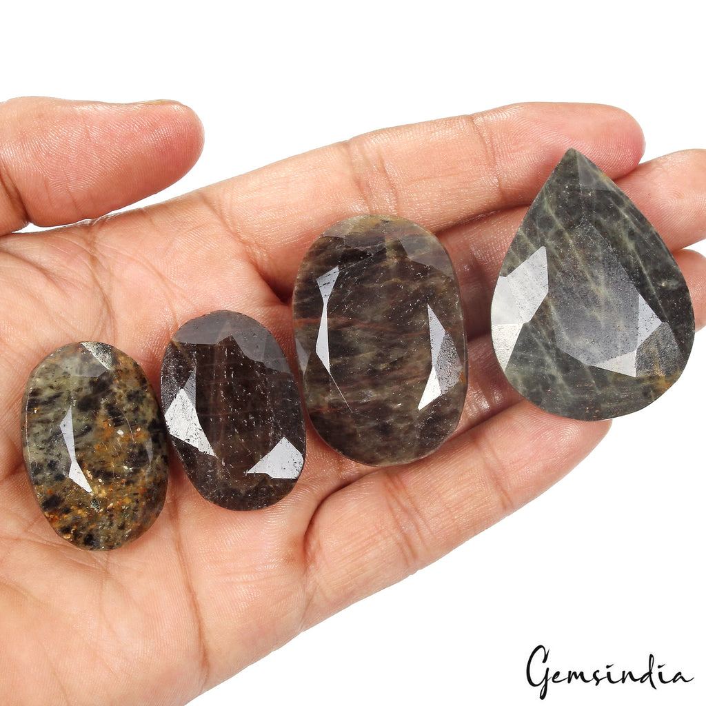 700 Ct Natural Black Sapphire Mix Faceted Huge Cut Earth Mined Loose Gems Lot