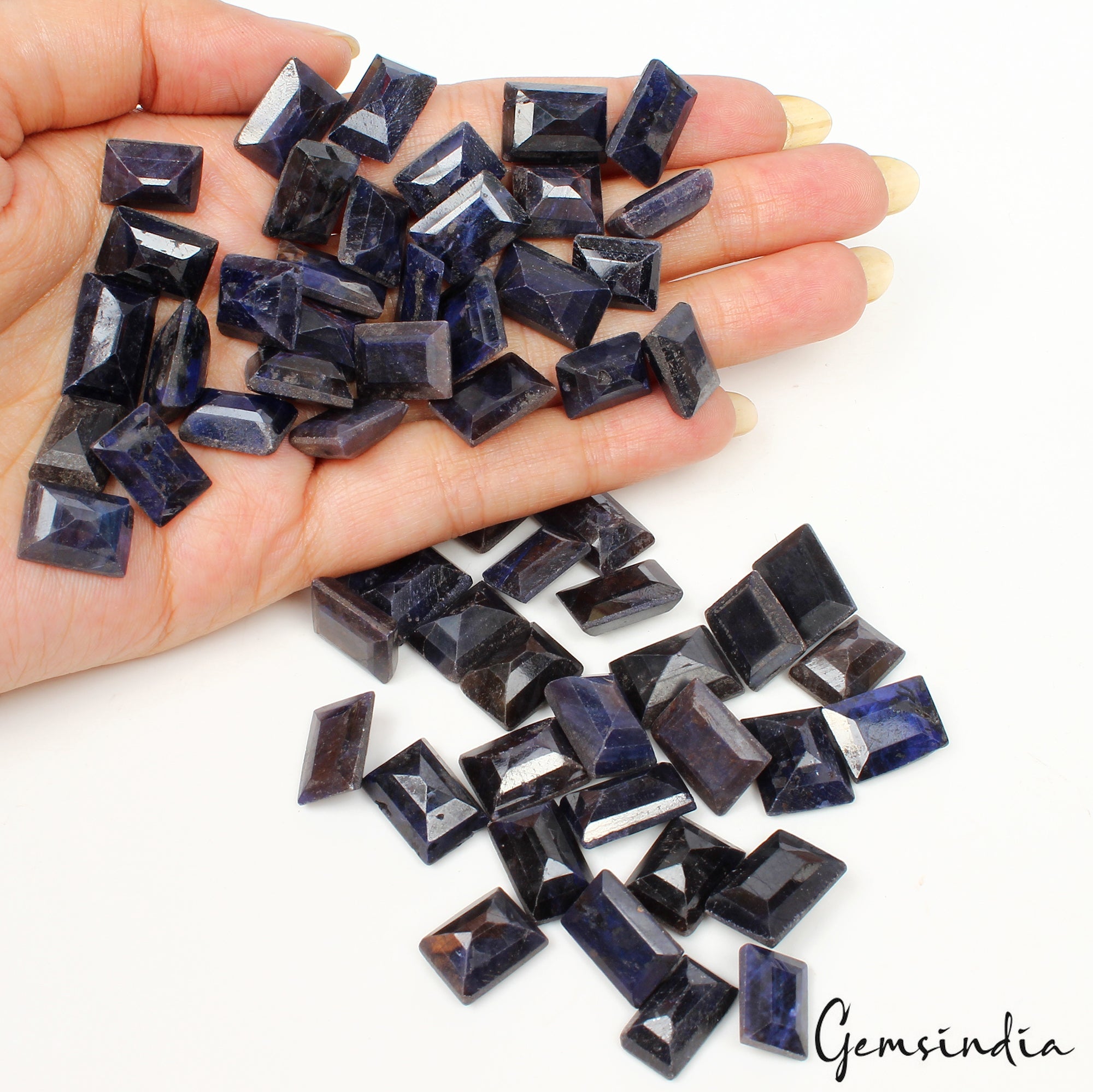 600 Ct/59 Pcs Natural Blue Sapphire Baguette Cut Loose Gemstones Lot For Jewelry