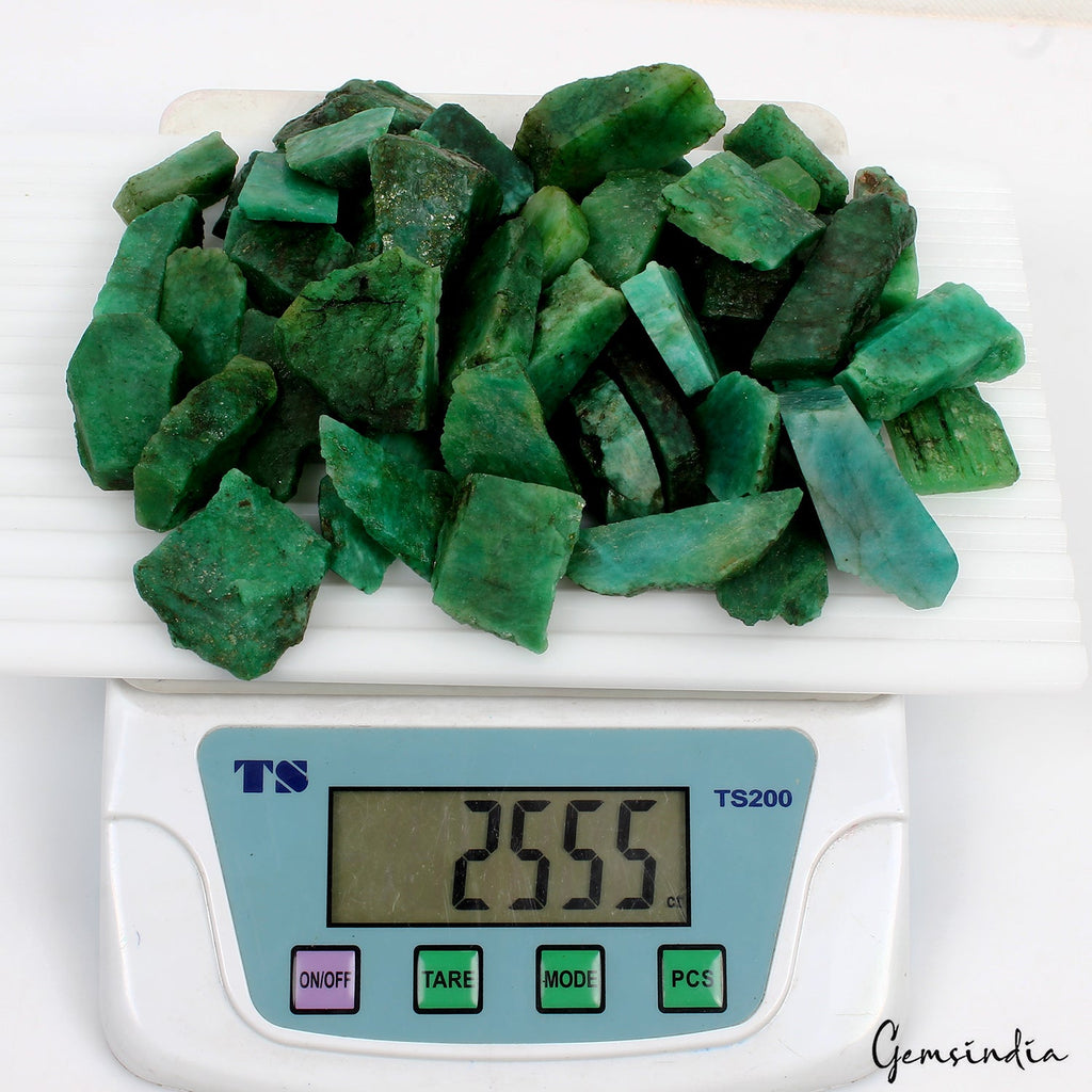 2500 Ct Natural Green Colombian Emerald Rough Uncut Freefrom Loose Gems Lot 50Pc