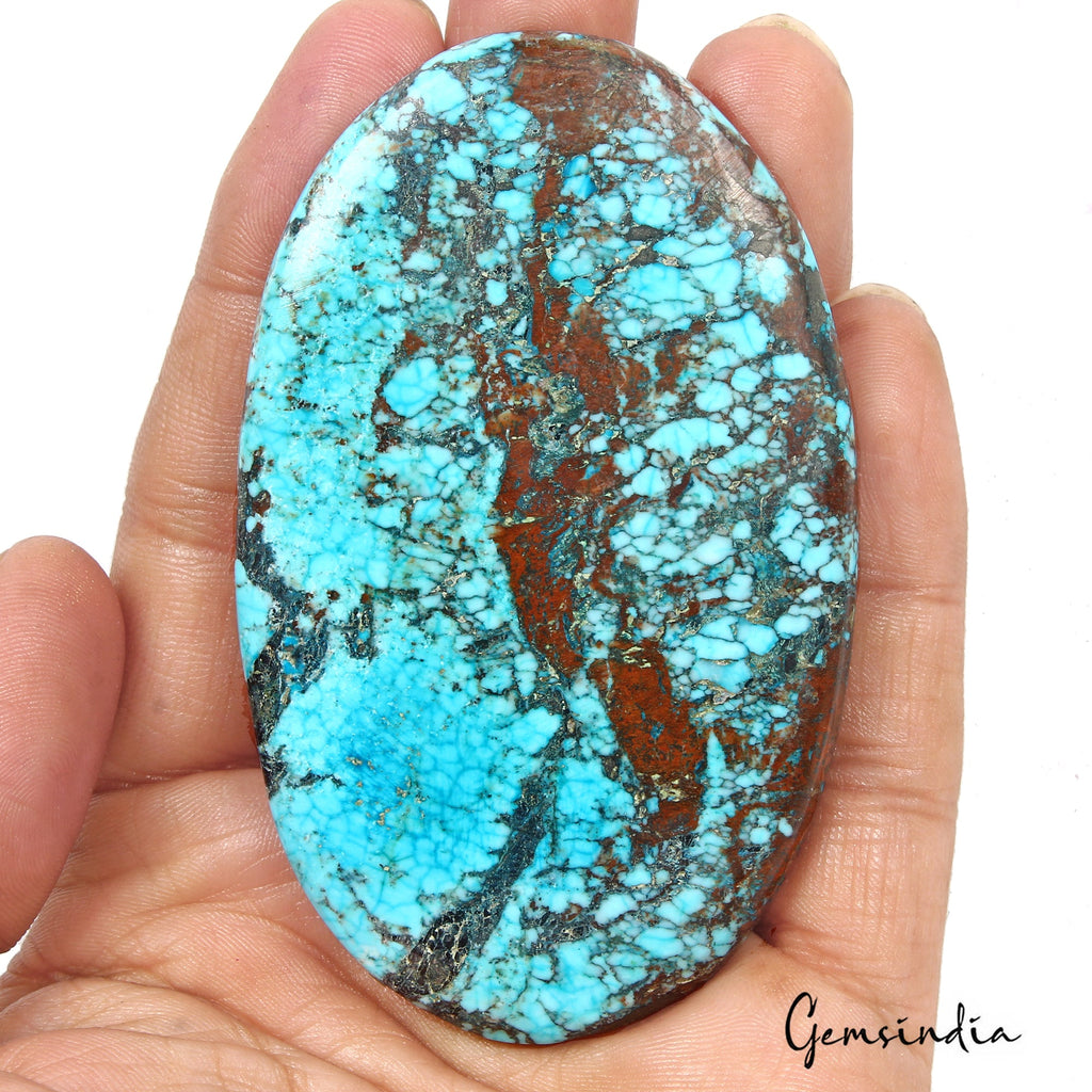 320 Ct Blue Spiderweb Turquoise Oval Cab Arizona Museum Huge Size Loose Gemstone