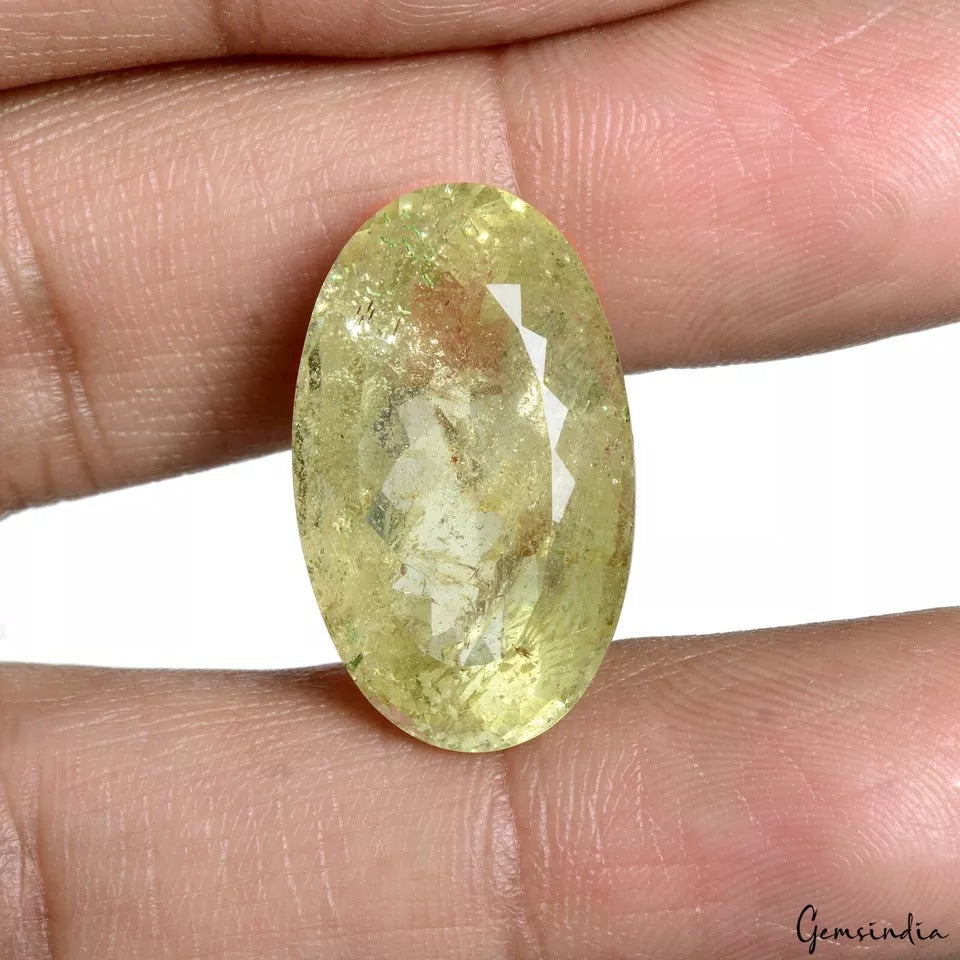 24.00Ct Natural Untreated Yellow Beryl Heliodor Oval Cut Huge Brazilian Gemstone