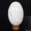 1800Ct Natural White Calcite Egg Crystal Reiki Healing Mineral Gemstone W/ Stand