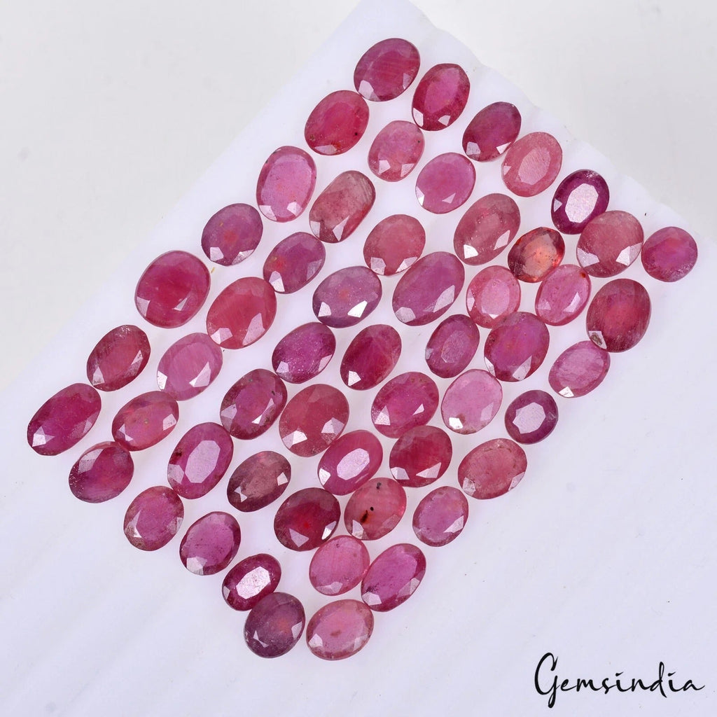 Certified 191.80 Ct/54 Pcs Natural Mozambique Red Ruby Oval Cut Gems For Jewelry