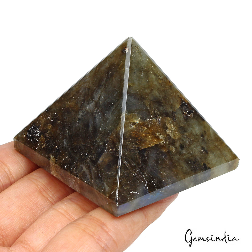 590 Ct Natural Untreated Labradorite Pyramid Positive Energy Healing Crystal Gem