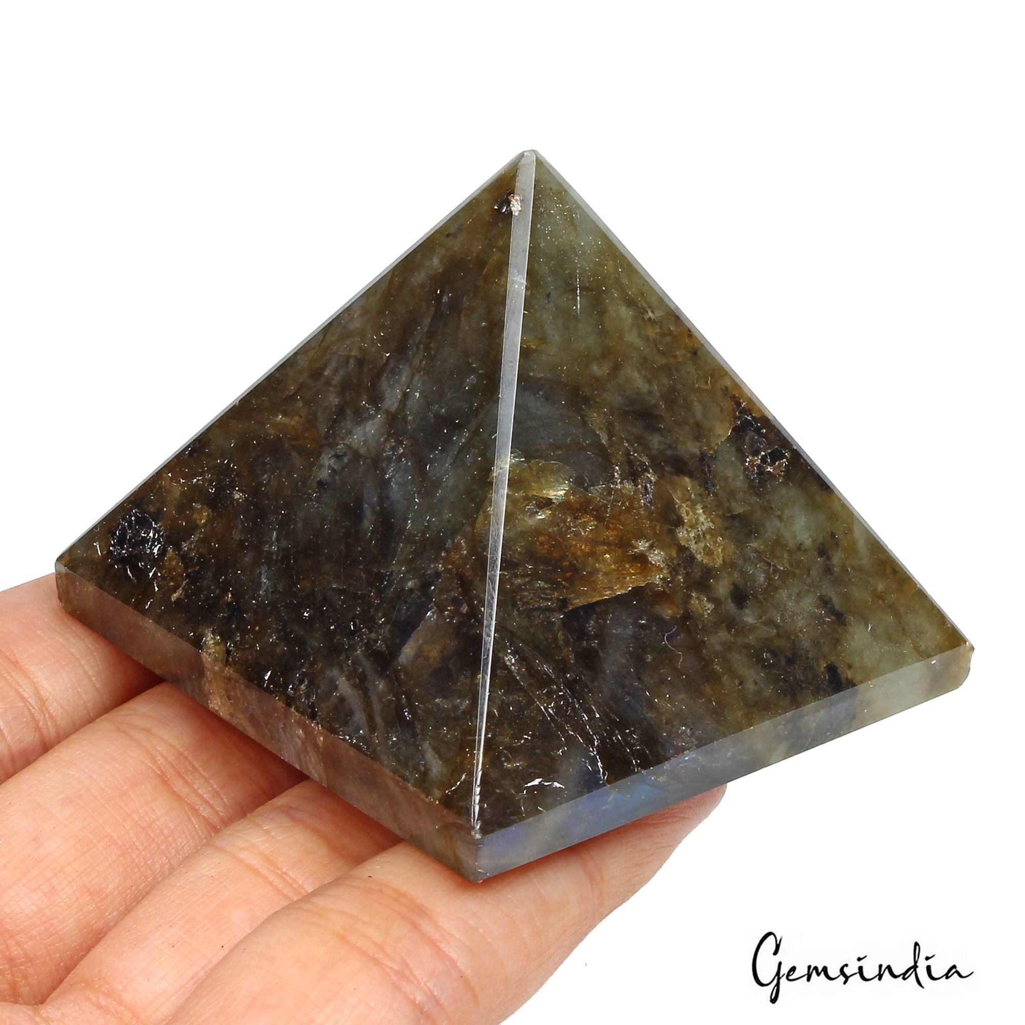 590 Ct Natural Untreated Labradorite Pyramid Positive Energy Healing Crystal Gem