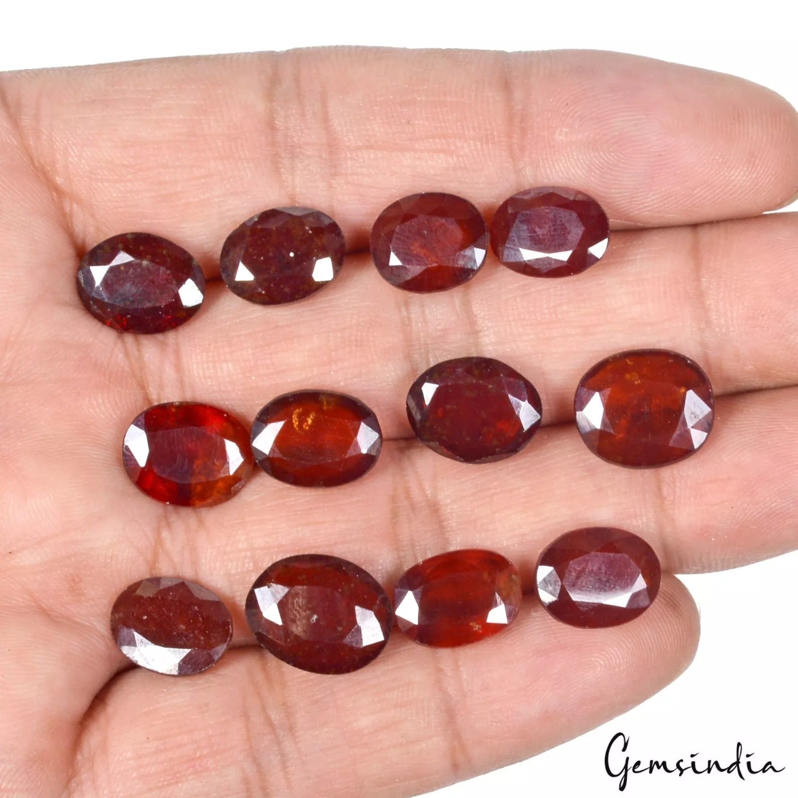 Natural Hessonite Garnet Loose Untreated Gemstones Lot 62.00 Ct 10-13mm Oval Cut