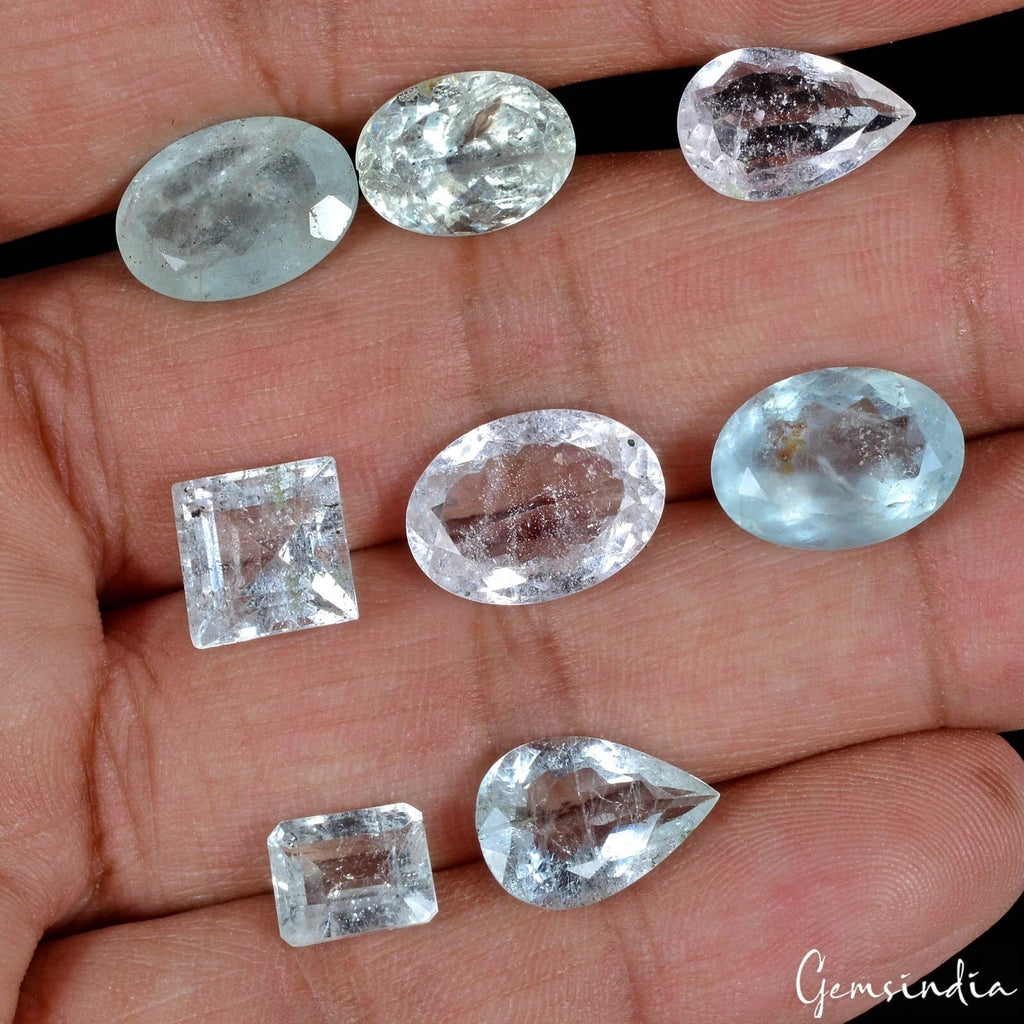 Aquamarine Lot, Loose Gemstone, Untreated, Blue — 8 Pieces, 8mm to 13mm, 30.90 Ct, Brazil